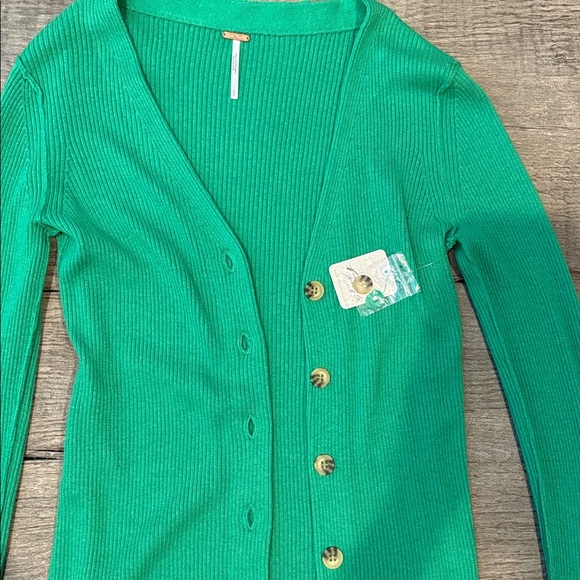 Free People Green Button-Up Women's Sweater - Picture 2 of 4
